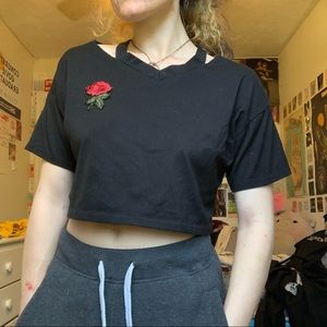 Rose patch crop top